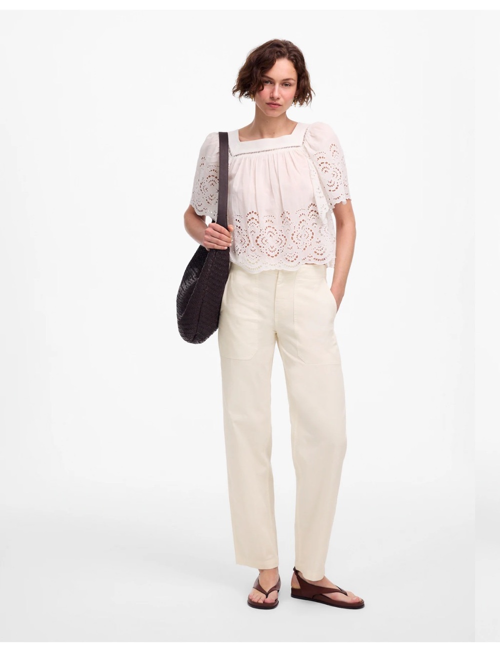 Madewell Tapered-Leg Utility Pants Cream Size 32 NWT